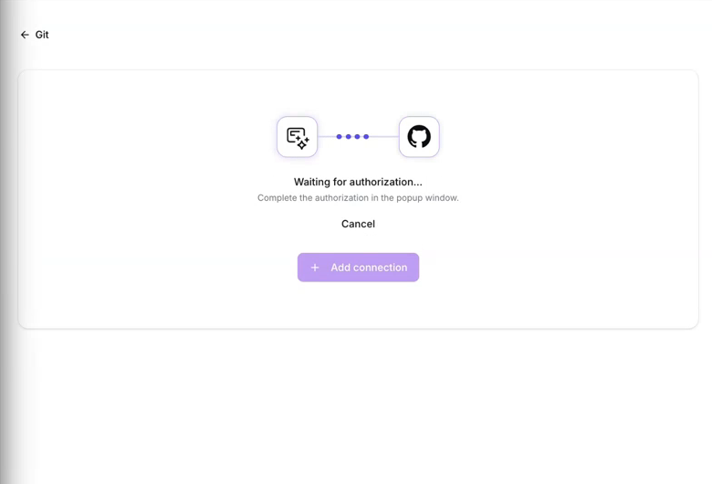AI Studio waiting for GitHub authorization to complete in the popup window.