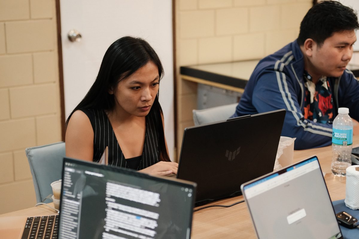 An attendee's laptop running a real workflow during the build session