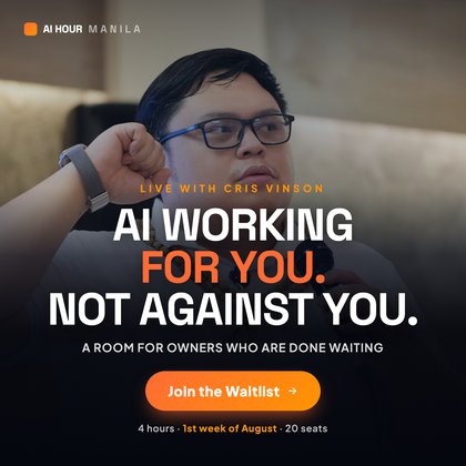AI Hour ad reading AI working for you, not against you, a room for owners who are done waiting